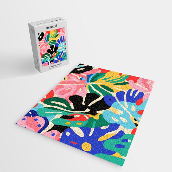 Colorful tropical plant leaves art pattern Jigsaw Puzzle Gallery Image 2