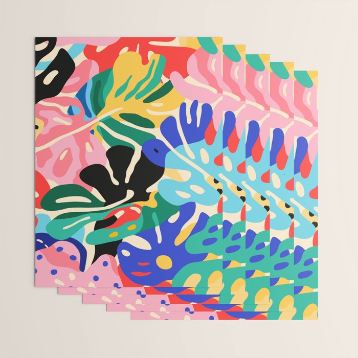 Colorful tropical plant leaves art pattern Wrapping Paper Gallery Image 3
