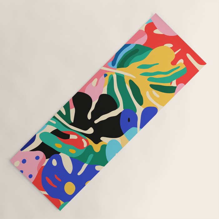 Colorful tropical plant leaves art pattern Yoga Mat Gallery Image 1