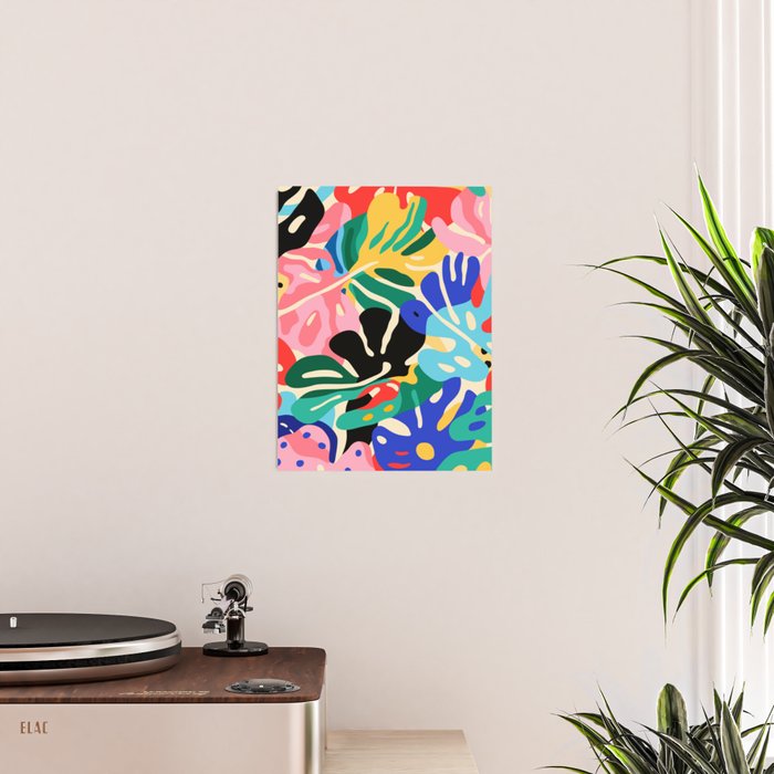 Colorful tropical plant leaves art pattern Poster Gallery Image 2