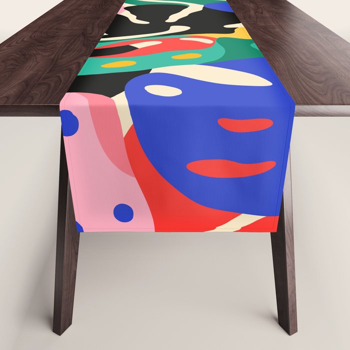 Colorful tropical plant leaves art pattern Table Runner Gallery Image 1