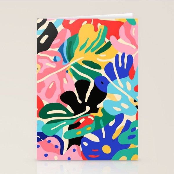 Colorful tropical plant leaves art pattern Stationery Card Gallery Image 1