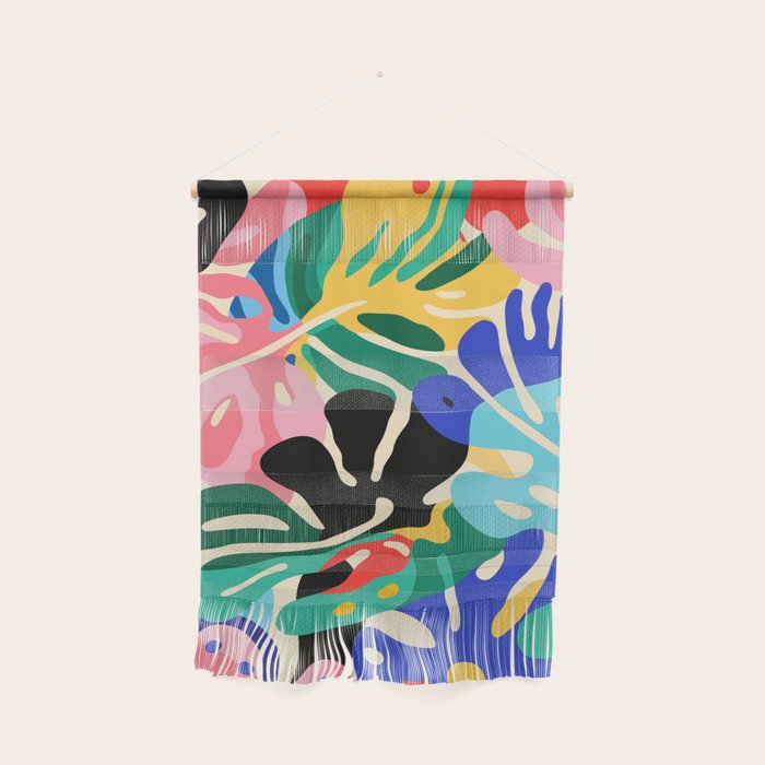 Colorful tropical plant leaves art pattern Wall Hanging Gallery Image 1