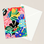 Colorful tropical plant leaves art pattern Stationery Card Gallery Image 2