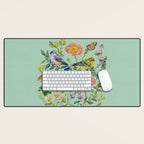 Flower Birds Garden Desk Mat Gallery Image 1