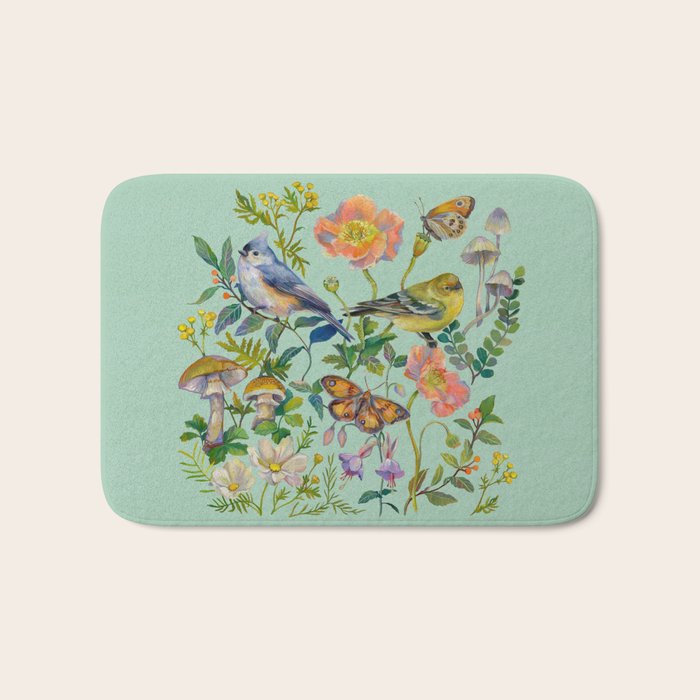 Flower Birds Garden Bath Mat Gallery Image 1
