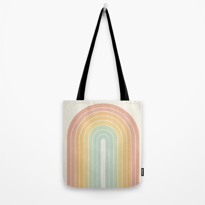 Gradient Arch XIV Pastel Mid Century Modern Rainbow Tote Bag Gallery Image 2