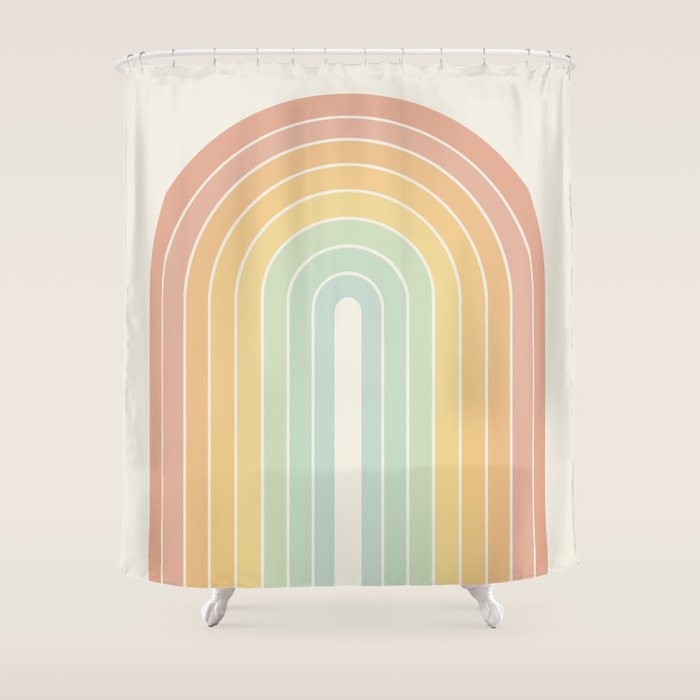 Gradient Arch XIV Pastel Mid Century Modern Rainbow Shower Curtain Gallery Image 1