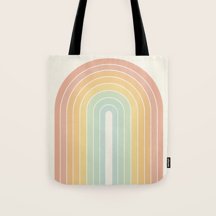 Gradient Arch XIV Pastel Mid Century Modern Rainbow Tote Bag Gallery Image 1