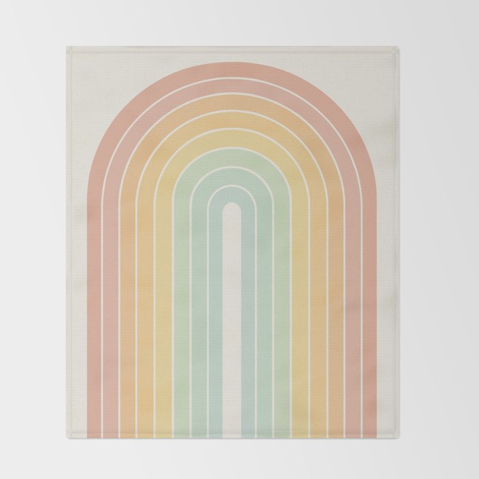 Gradient Arch XIV Pastel Mid Century Modern Rainbow Throw Blanket Gallery Image 2