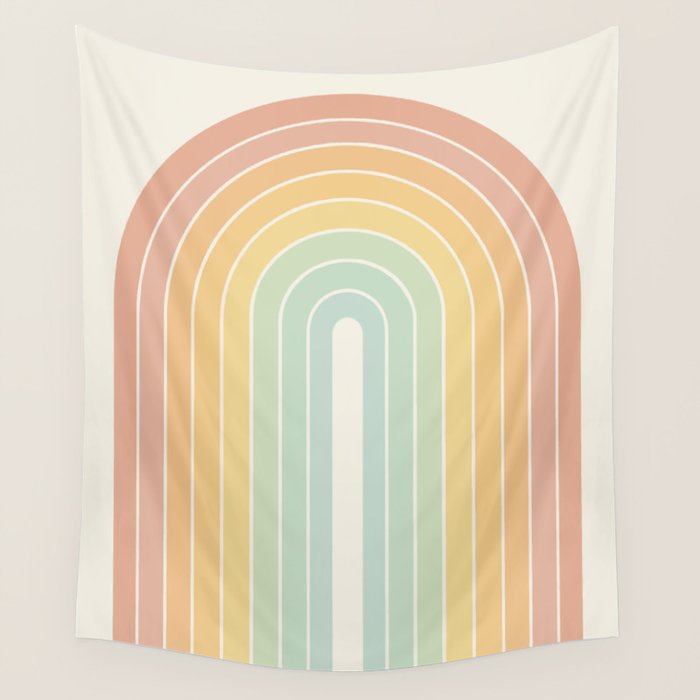 Gradient Arch XIV Pastel Mid Century Modern Rainbow Wall Tapestry Gallery Image 1