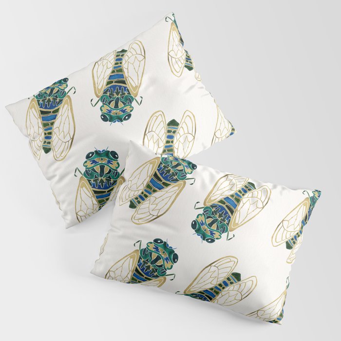 Green & Gold Cicada Pillow Sham Gallery Image 3
