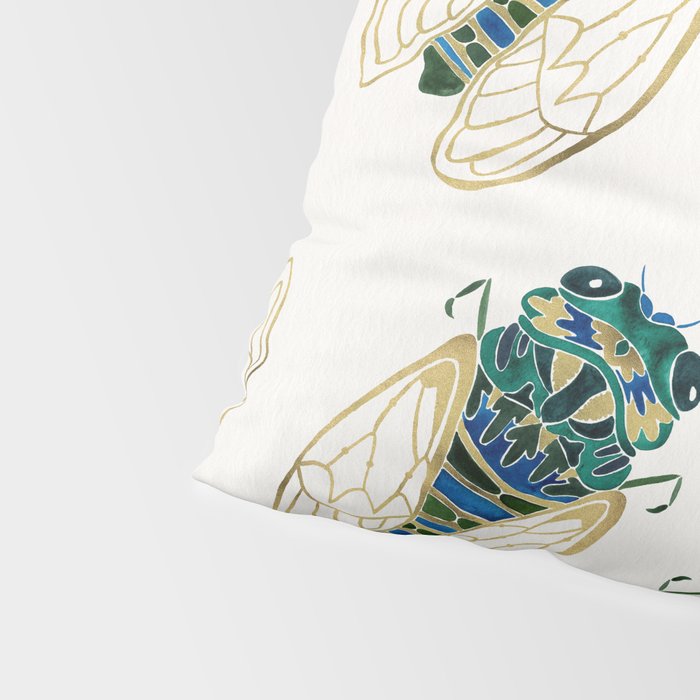 Green & Gold Cicada Pillow Sham Gallery Image 4