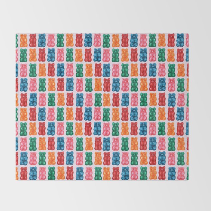 Gummy Bear Rainbow on PInk Throw Blanket Gallery Image 2