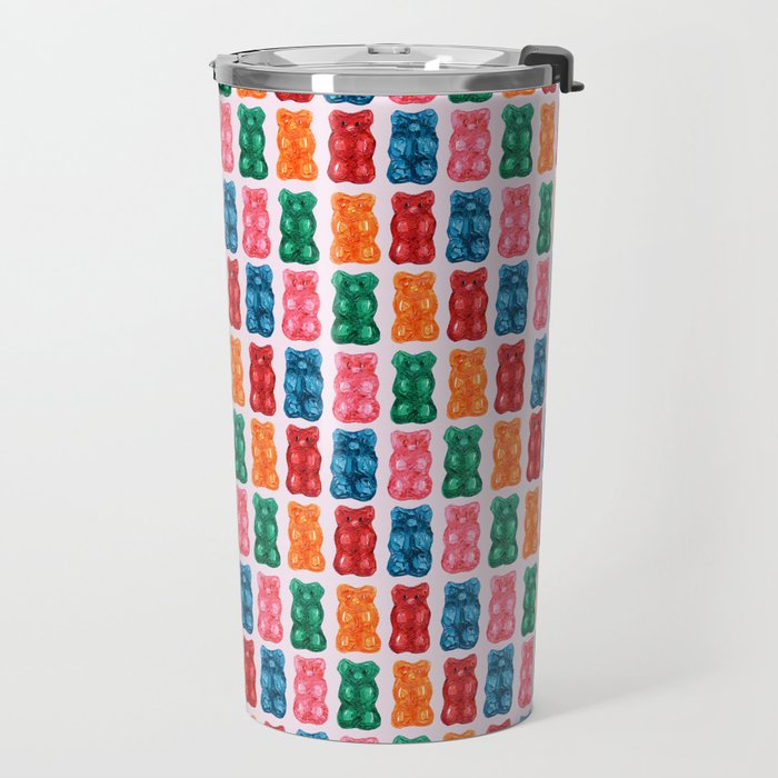 Gummy Bear Rainbow on PInk Travel Mug Gallery Image 2