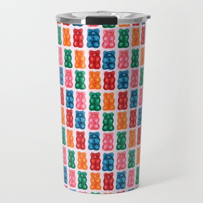 Gummy Bear Rainbow on PInk Travel Mug Gallery Image 1