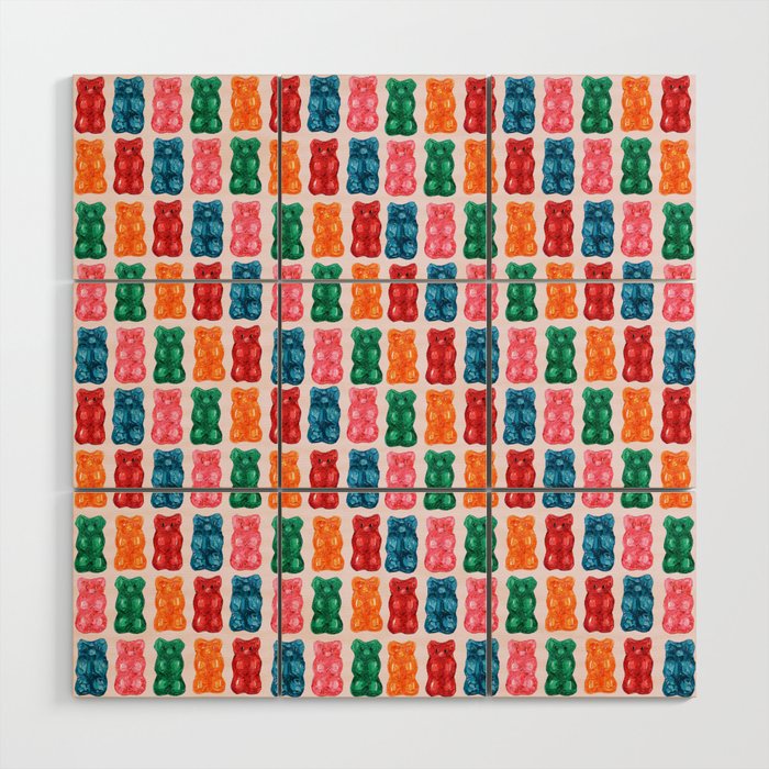 Gummy Bear Rainbow on PInk Wood Wall Art Gallery Image 1
