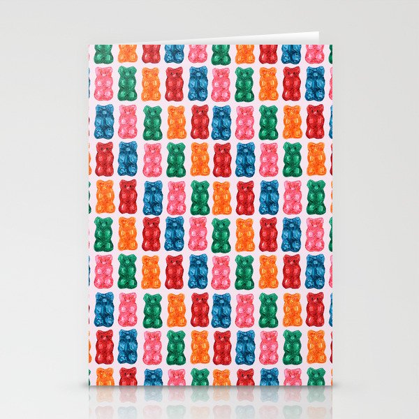 Gummy Bear Rainbow on PInk Stationery Card Gallery Image 1