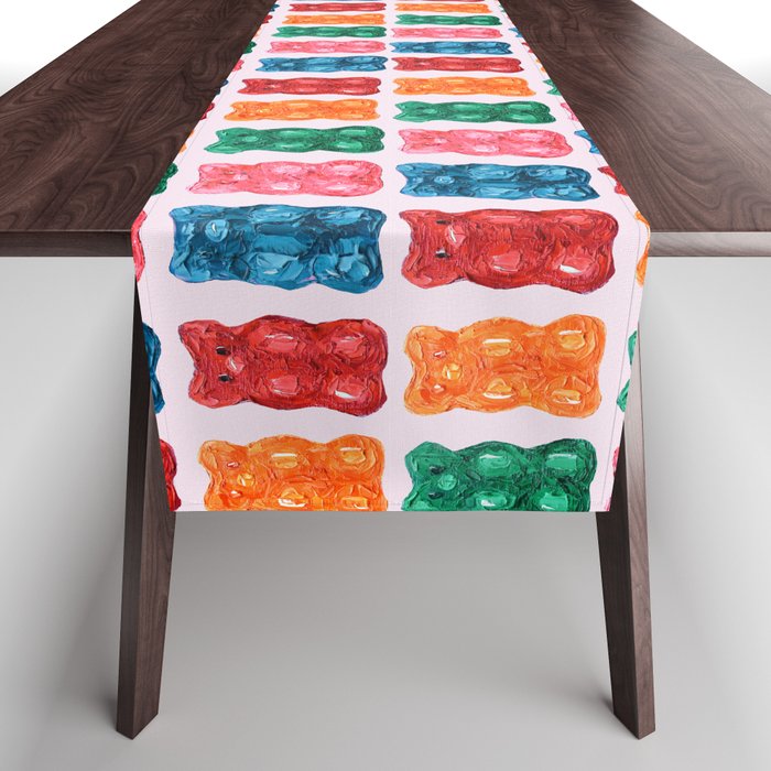 Gummy Bear Rainbow on PInk Table Runner Gallery Image 1