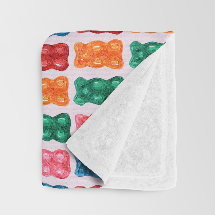 Gummy Bear Rainbow on PInk Throw Blanket Gallery Image 3