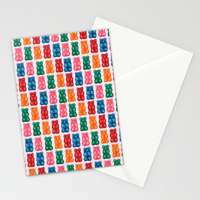 Gummy Bear Rainbow on PInk Stationery Card Gallery Image 2