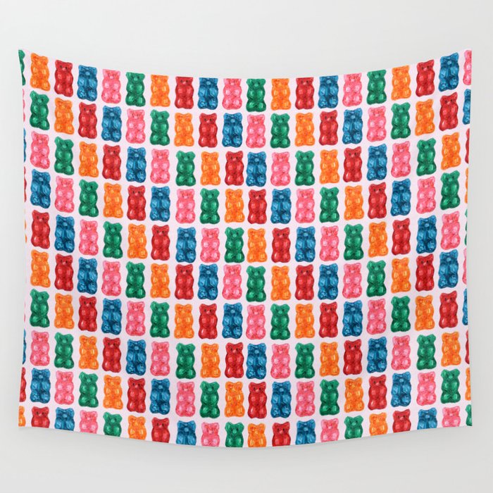 Gummy Bear Rainbow on PInk Wall Tapestry Gallery Image 4