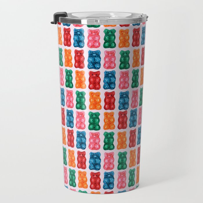 Gummy Bear Rainbow on PInk Travel Mug Gallery Image 3