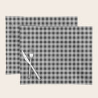 Gingham Check Plaid Pattern in Black and Gray Placemat Gallery Image 1