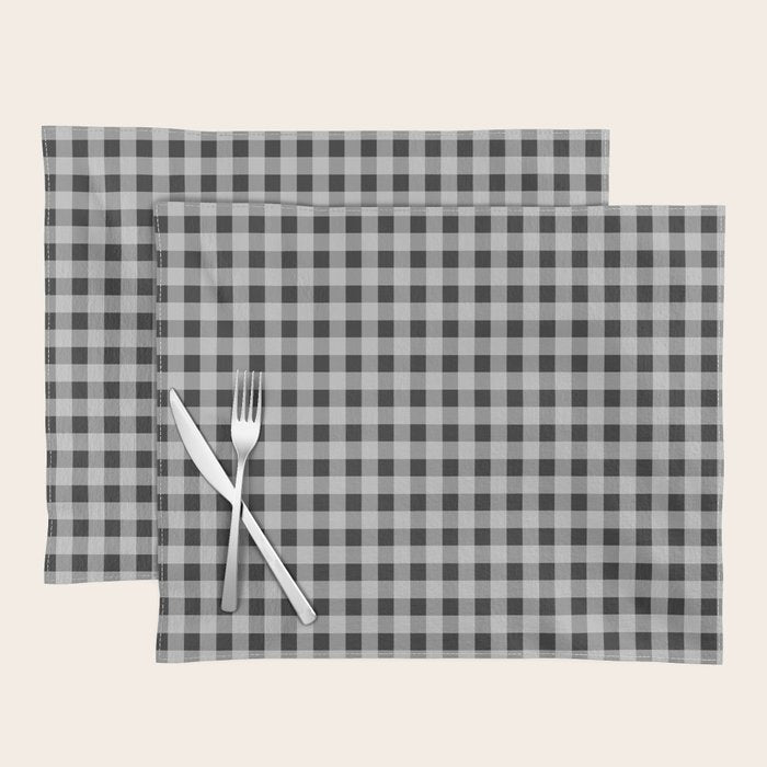 Gingham Check Plaid Pattern in Black and Gray Placemat Gallery Image 1