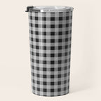 Gingham Check Plaid Pattern in Black and Gray Travel Mug Gallery Image 3