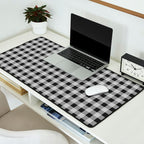 Gingham Check Plaid Pattern in Black and Gray Desk Mat Gallery Image 2
