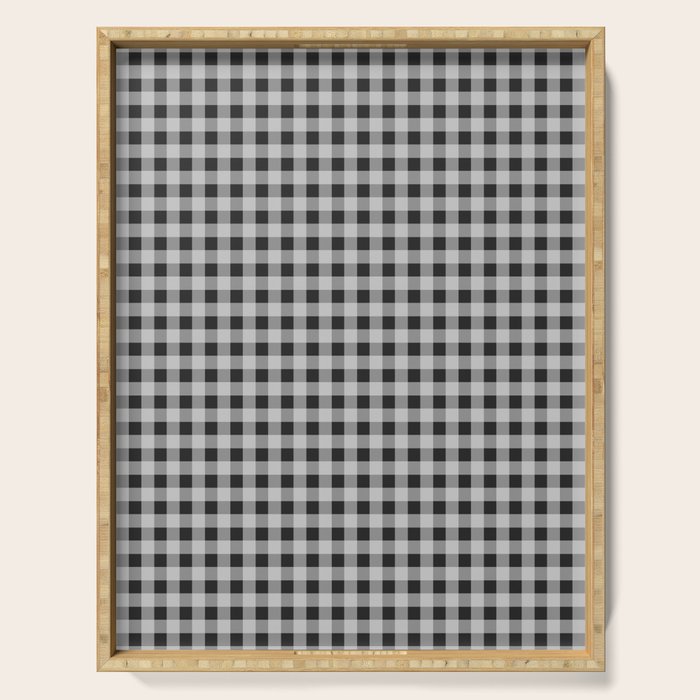 Gingham Check Plaid Pattern in Black and Gray Serving Tray Gallery Image 1