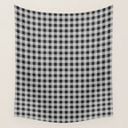 Gingham Check Plaid Pattern in Black and Gray Wall Tapestry Gallery Image 4