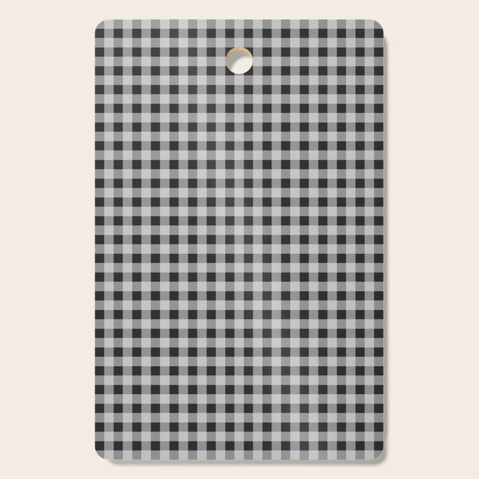 Gingham Check Plaid Pattern in Black and Gray Cutting Board Gallery Image 1