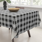 Gingham Check Plaid Pattern in Black and Gray Tablecloth Gallery Image 3