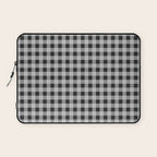 Gingham Check Plaid Pattern in Black and Gray Laptop Sleeve Gallery Image 1