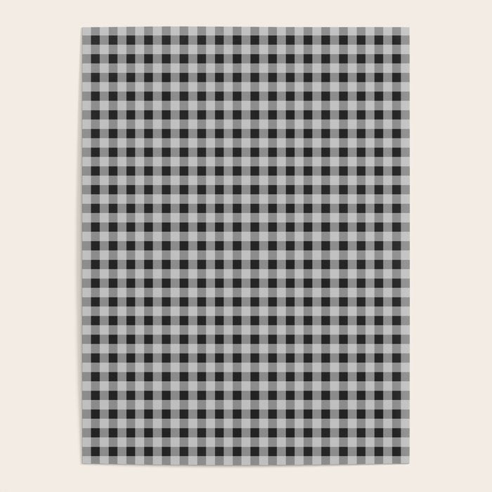 Gingham Check Plaid Pattern in Black and Gray Poster Gallery Image 4
