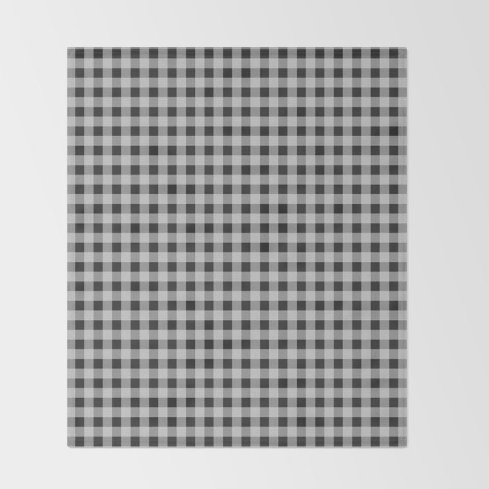 Gingham Check Plaid Pattern in Black and Gray Throw Blanket Gallery Image 2