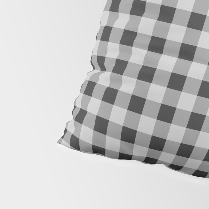 Gingham Check Plaid Pattern in Black and Gray Pillow Sham Gallery Image 4
