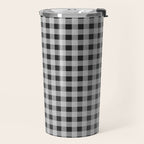 Gingham Check Plaid Pattern in Black and Gray Travel Mug Gallery Image 2
