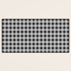 Gingham Check Plaid Pattern in Black and Gray Desk Mat Gallery Image 3