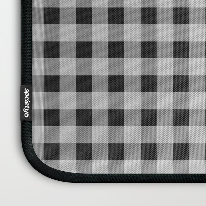 Gingham Check Plaid Pattern in Black and Gray Laptop Sleeve Gallery Image 3