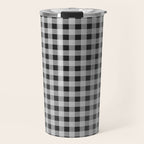 Gingham Check Plaid Pattern in Black and Gray Travel Mug Gallery Image 1