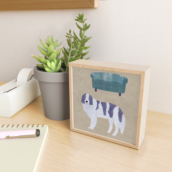 Dog and a Sofa - Purple and Beige Mini Art Print Gallery Image 2