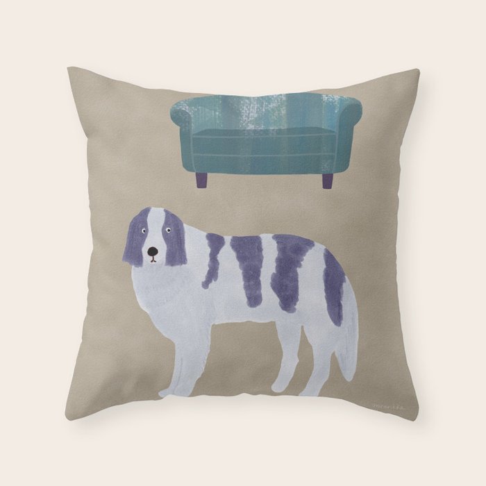 Dog and a Sofa - Purple and Beige Throw Pillow Gallery Image 6