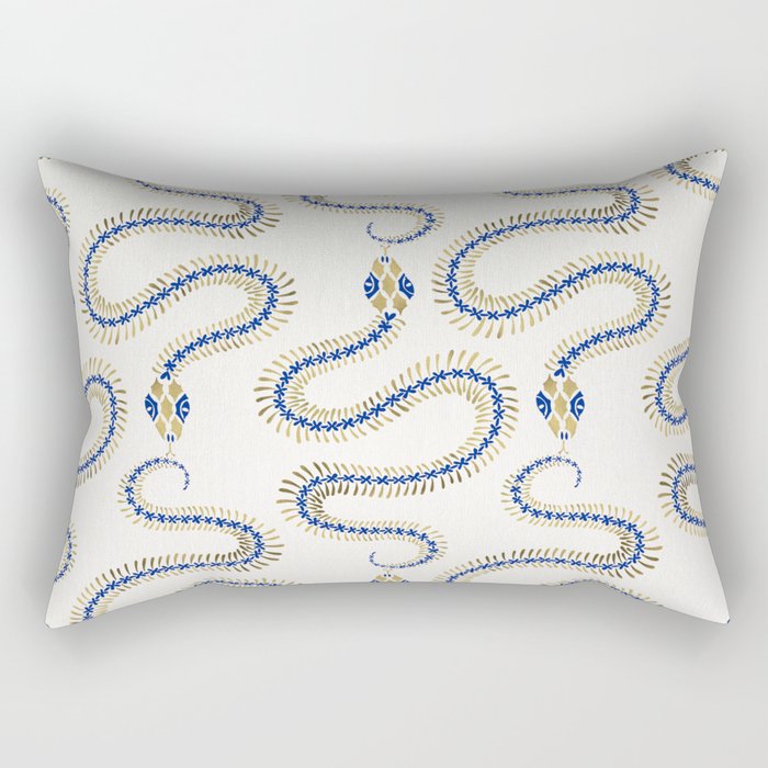 Snake Skeleton - Navy & Gold Palette Rectangular Pillow Gallery Image 1