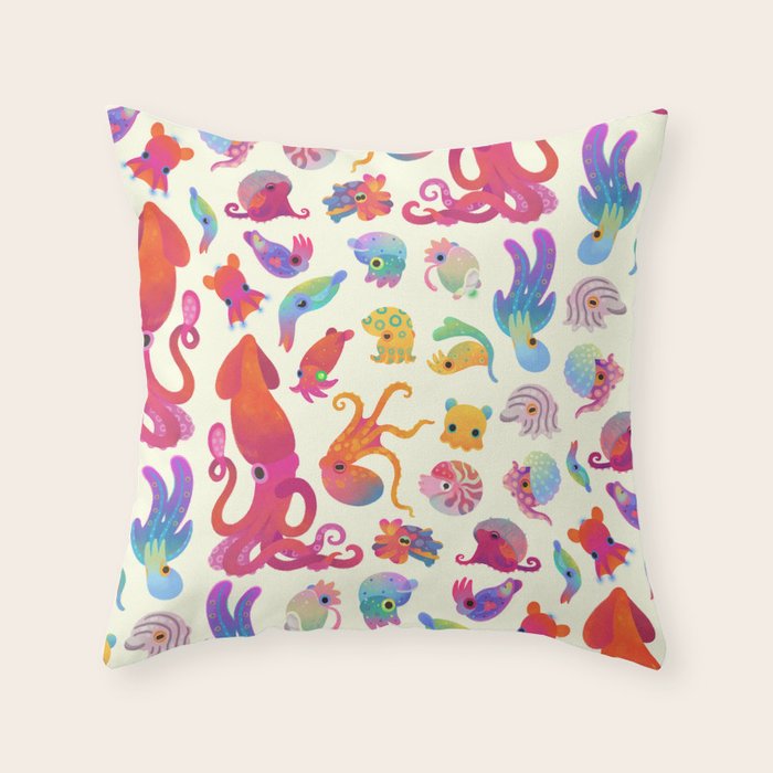 Cephalopod - pastel Throw Pillow Gallery Image 6