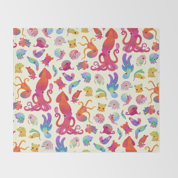 Cephalopod - pastel Throw Blanket Gallery Image 2