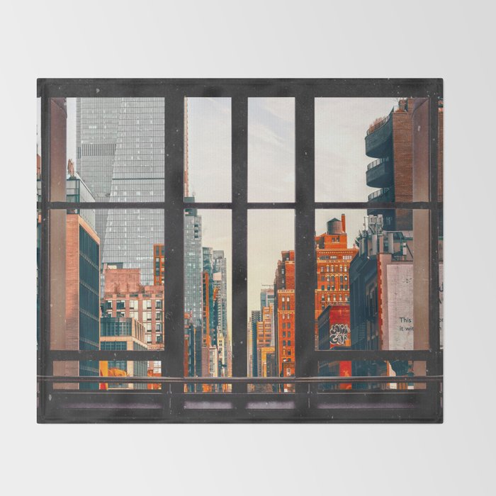 New York City Window #2-Surreal View Collage Throw Blanket Gallery Image 2