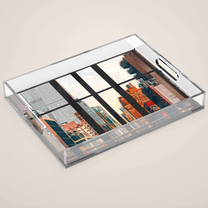 New York City Window #2-Surreal View Collage Acrylic Tray Gallery Image 1